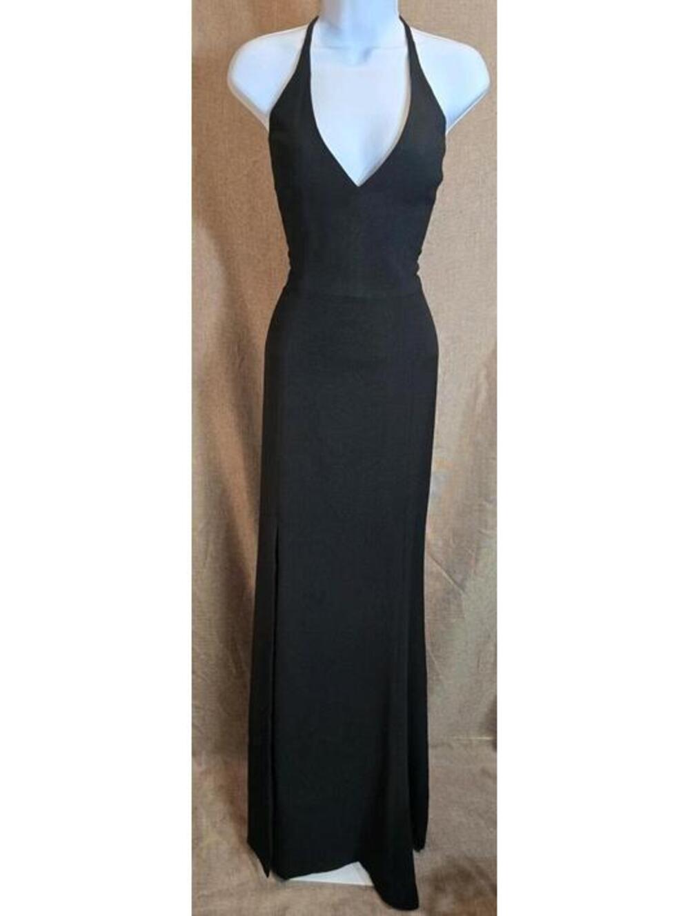 Dress The Population Dress XLarge Maxi Gown Long Black Formal Front Slit Iris